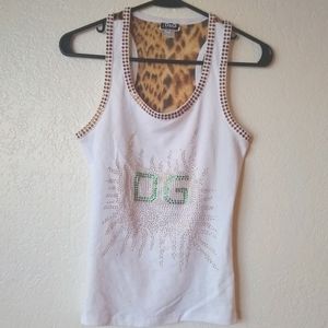 D&G Rhinestone tank top leopard back